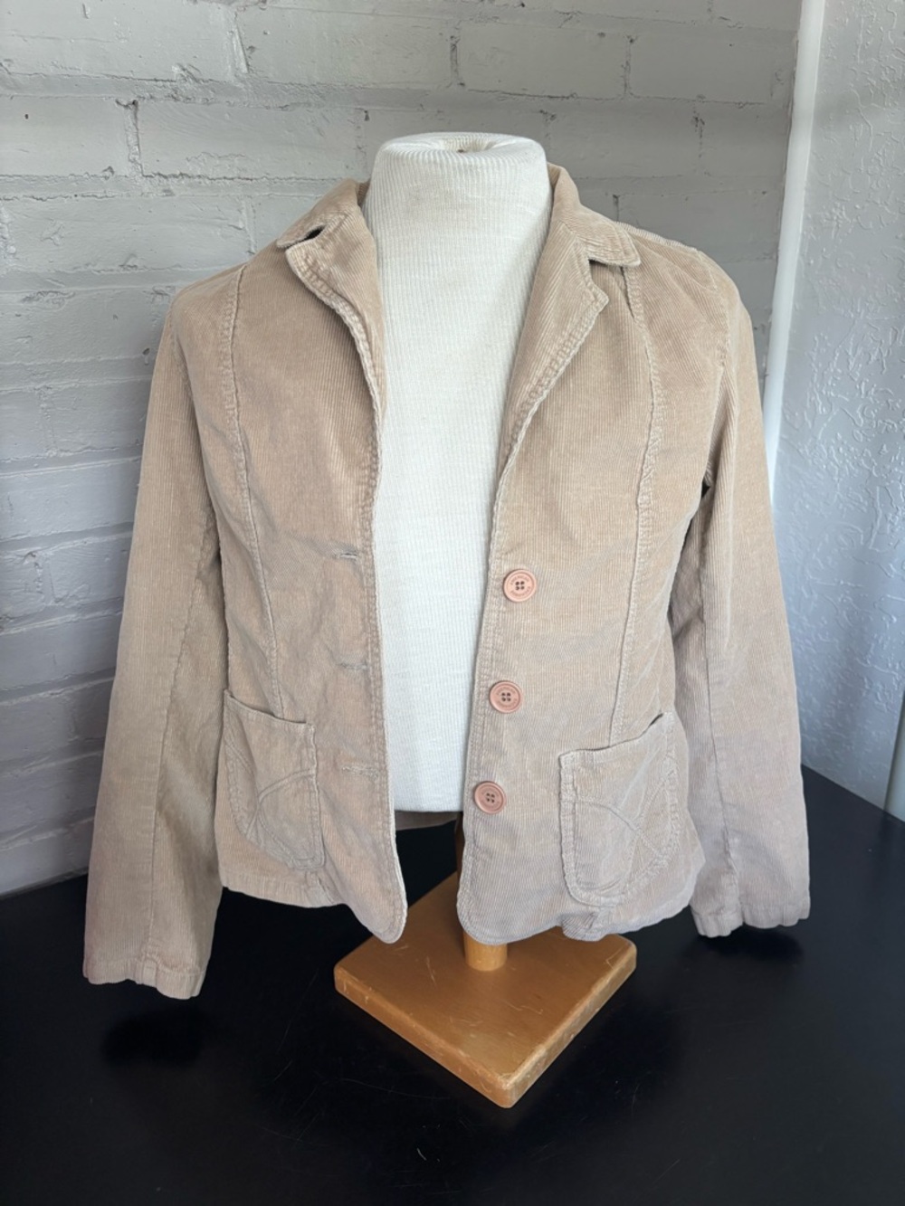 American Exchange Beige Corduroy Button Blazer